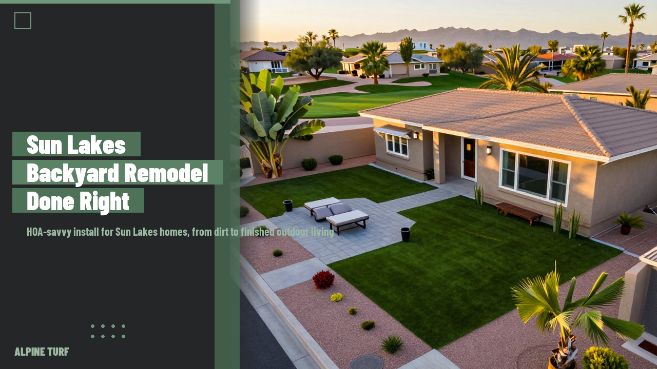 Sun Lakes Arizona backyard remodel with turf and paver patio near a golf course home